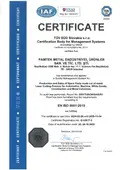 TÜV SÜD Slovakia tarafından verilen EN ISO 9001:2015 sertifikası